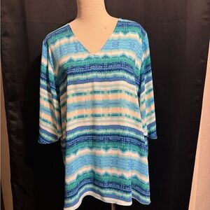 Chico's Aqua and White Striped Tunic